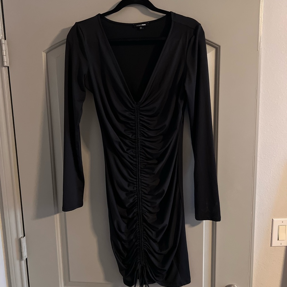 Long sleeve black stretch dress